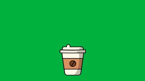 Green screen animation of a jumping coffee cup Stock Footage 328204431