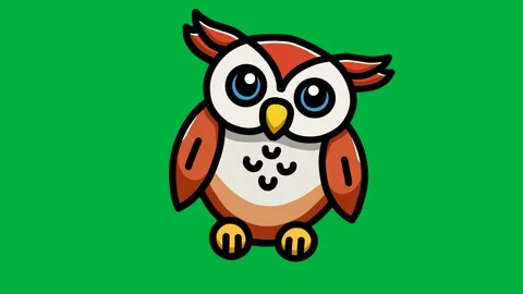 Green screen animation of an owl shaking its head Stock Footage 327942490