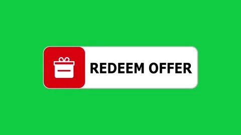 Green screen animation redeem offer button with pointer, simple animation of cur Stock Footage 303686220