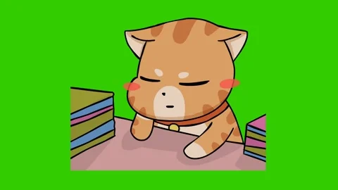 Green Screen Animation of Sleeping Cat on Desk Stock Footage 282773932