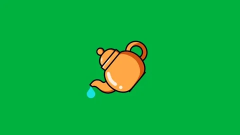 Green screen animation of a teapot running out of water Stock Footage 328439414