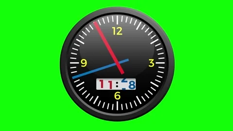 Green screen animation, timelapse digital and analog clock, circle clock 24.. Stock Footage 263106997
