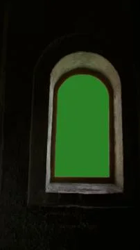 Green Screen. Arch window. Stock Photos