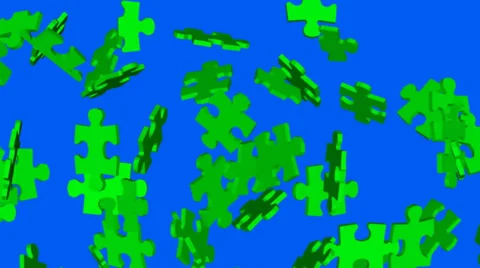 Green screen area disintegrates into puzzle pieces Stock Footage 34128014