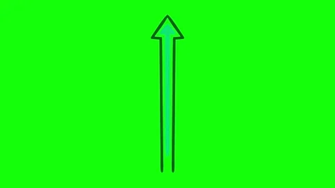 A green screen with an arrow pointing up and animated chromakey background Stock Footage 345497991