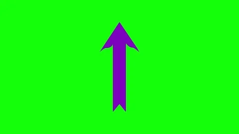 A green screen with an arrow pointing up and animated chromakey background Stock Footage 345498093