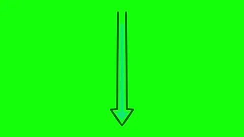 A green screen with an arrow pointing up and on black background animated Video stock 346199672