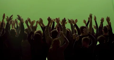 GREEN SCREEN Back view of huge crowd dancing and cheering at a concert or show Stock Footage 125629662