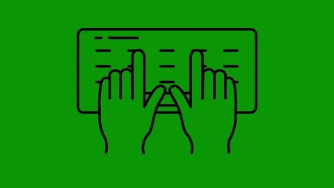 Green screen background anblack line drawing two hands holding each other tablet Stock Footage 314067198