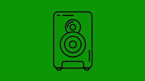 Green screen background anbutton speaker icon line drawing animated chromakey Stock Footage 314067648