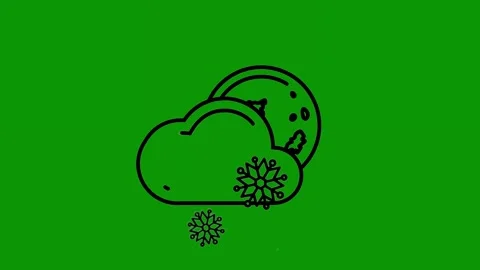 Green screen background black drawing cloud heart snow stars outline flowers Stock Footage 314066921