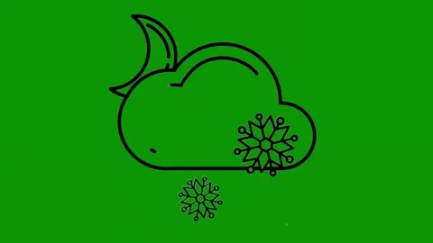 Green screen background black drawing cloud how to draw snowman snow flowers Video stock 314066927