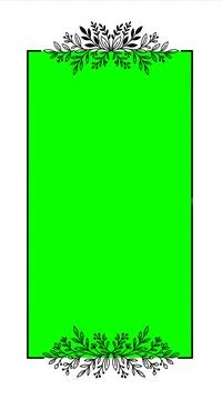 Green Screen Background with Black Leaf Border Design Top and Bottom イラスト素材