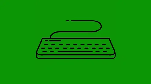 Green screen background black line drawing laptop keyboard animated chromakey Stock Footage 314067194