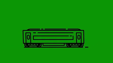 Green screen background black logo line drawing computer train bus icon animated Stock Footage 314067517