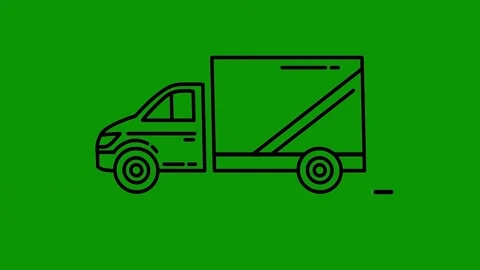 Green screen background black outline truck line drawing delivery icon animated Stock Footage 314066738