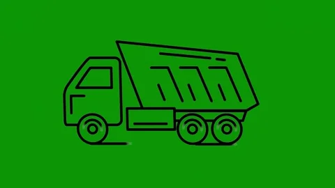 Green screen background black outline truck icon line drawing garbage dump 스톡 동영상 314067195