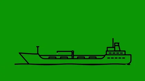 Green screen background black outline drawing ship animated chromakey background Stock Footage 314067391