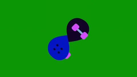 Green screen background blue pink object purple anman ' s face two circles Stock Footage 314066740