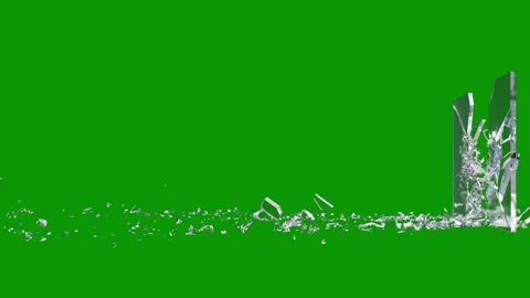 Green screen background broken glass window pair scissors animated chromakey Stock Footage 314066981