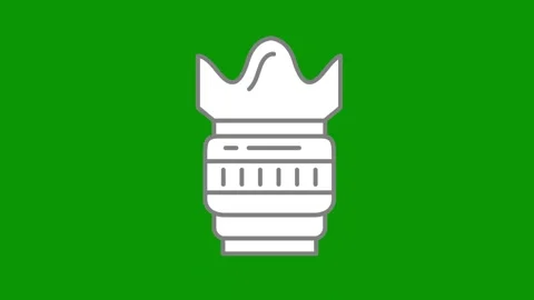 Green screen background button crown light bulb fire hydra icon torch camera Stock Footage 314067212