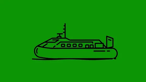 Green screen background car drawing boat black ferry ship animated chromakey Stock Footage 314067155