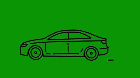 Green screen background car wheels drawing animated chromakey background style Vídeo Stock 314067571