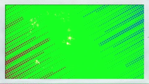 Green screen background with comic book style halftone dots and sparkling light Stock Footage 343909246