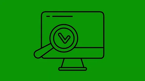 Green screen background computer magni icon check mark animated chromakey Stock Footage 314067567