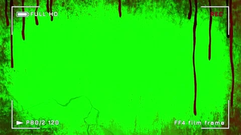 Green screen background with dark blood drips and cracked texture overlay in a Stock-Footage 338326841