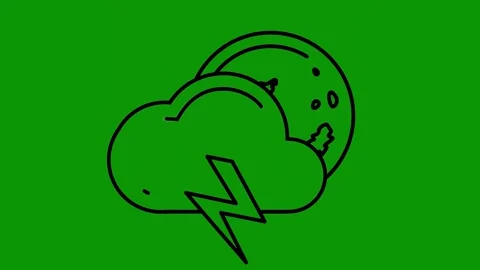 Green screen background drawing cloud lightning coming out black stars animated Stockbeeldmateriaal 314066919