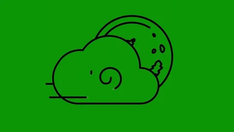 Green screen background drawing cloud black outline snail stars animated Stock Footage 314066922