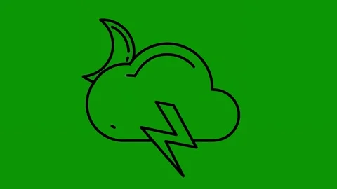 Green screen background drawing cloud how to draw lightning bolt black coming Stock Footage 314066932