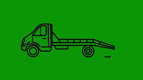 Green screen background drawing golf cart line truck fork icon black animated Stock Footage 314067751