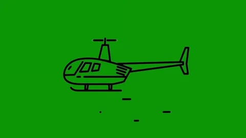 Green screen background drawing pair scissors helicopter black animated Stock Footage 314067128