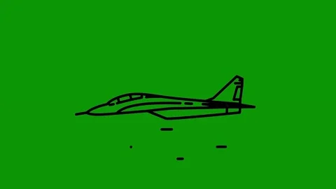 Green screen background drawing person laying down plane black animated Stock Footage 314067342