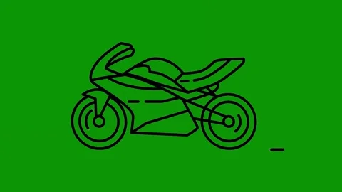 Green screen background drawing stroller motorcycle black animated chromakey Vídeo Stock 314067381