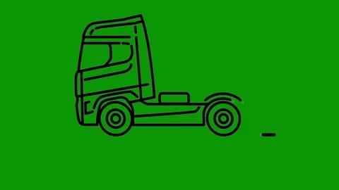 Green screen background drawing tractor black line golf cart truck animated 스톡 동영상 314067760