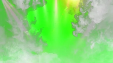 Green screen background with dynamic smoke and bright light rays for video Stock Footage 344623955