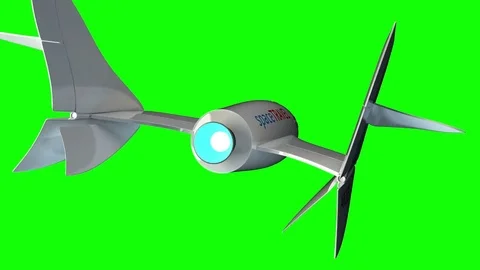 Green screen on the background. Fictional spaceplane flies in space. Stock Footage 85066757