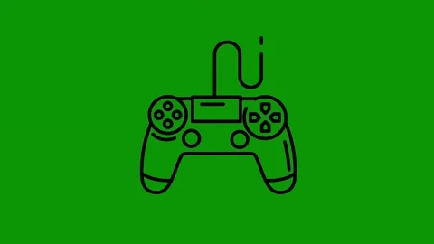Green screen background game controller video drawing animated chromakey Video stock 314067524