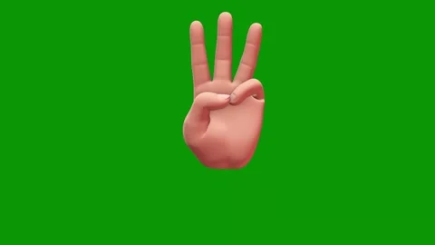 Green screen background hand making peace sign animated chromakey Video stock 314067097