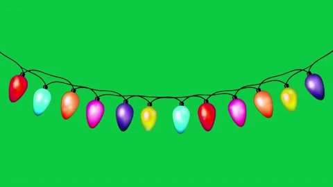 Green screen background with hanging Christmas lights perfect. Stock Footage 306771185