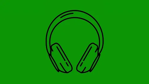 Green screen background headphones how to draw pair animated chromakey Stock Footage 314067102