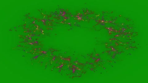 Green screen background heart made out fireworks circle colored paint small Stock Footage 314067896