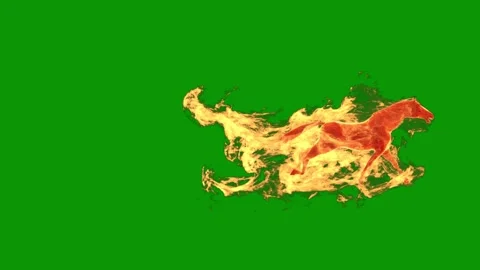 Green screen background horse running fire burning animated chromakey background Stock Footage 314067900