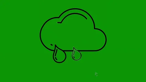 Green screen background how to draw cloud tree drawing rain drop fishing hook Stock Footage 314066911