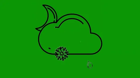 Green screen background how to draw cloud black outline tree drawing flower leaf Stock Footage 314066928