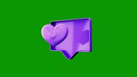 Green screen background laptop sitting desk against purple object heart box Stock Footage 314067293