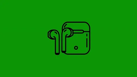 Green screen background the letter p line drawing phone black logo an earphone Stock Footage 314067108
